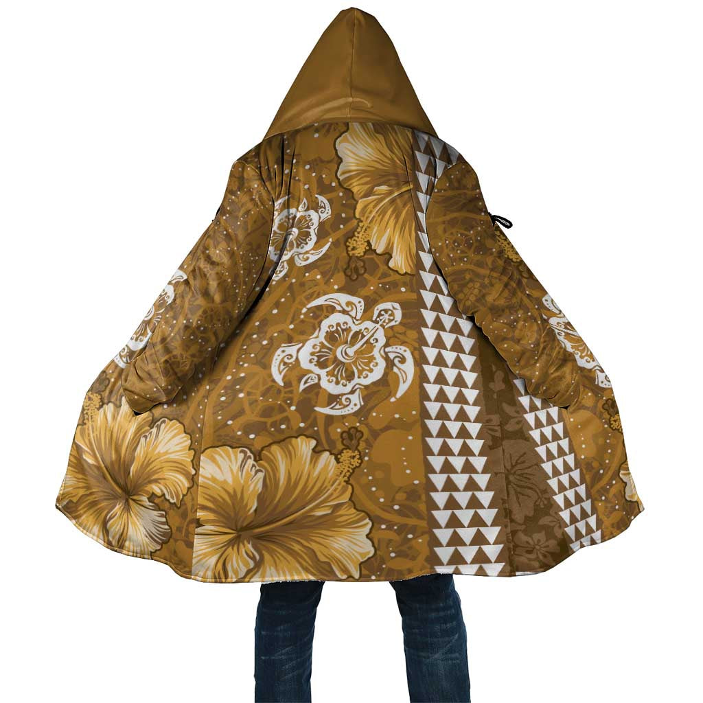 Gold Hibiscus Turle Cloak Hawaiian Style Tribal Tapa Pattern LT9 Unisex Gold - Polynesian Pride