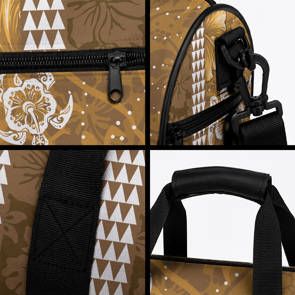 Gold Hibiscus Turtle Duffle Bag Hawaiian Style Tribal Tapa Pattern LT9 - Polynesian Pride