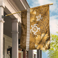Gold Hibiscus Turle Garden Flag Hawaiian Style Tribal Tapa Pattern LT9 House Flag Gold - Polynesian Pride