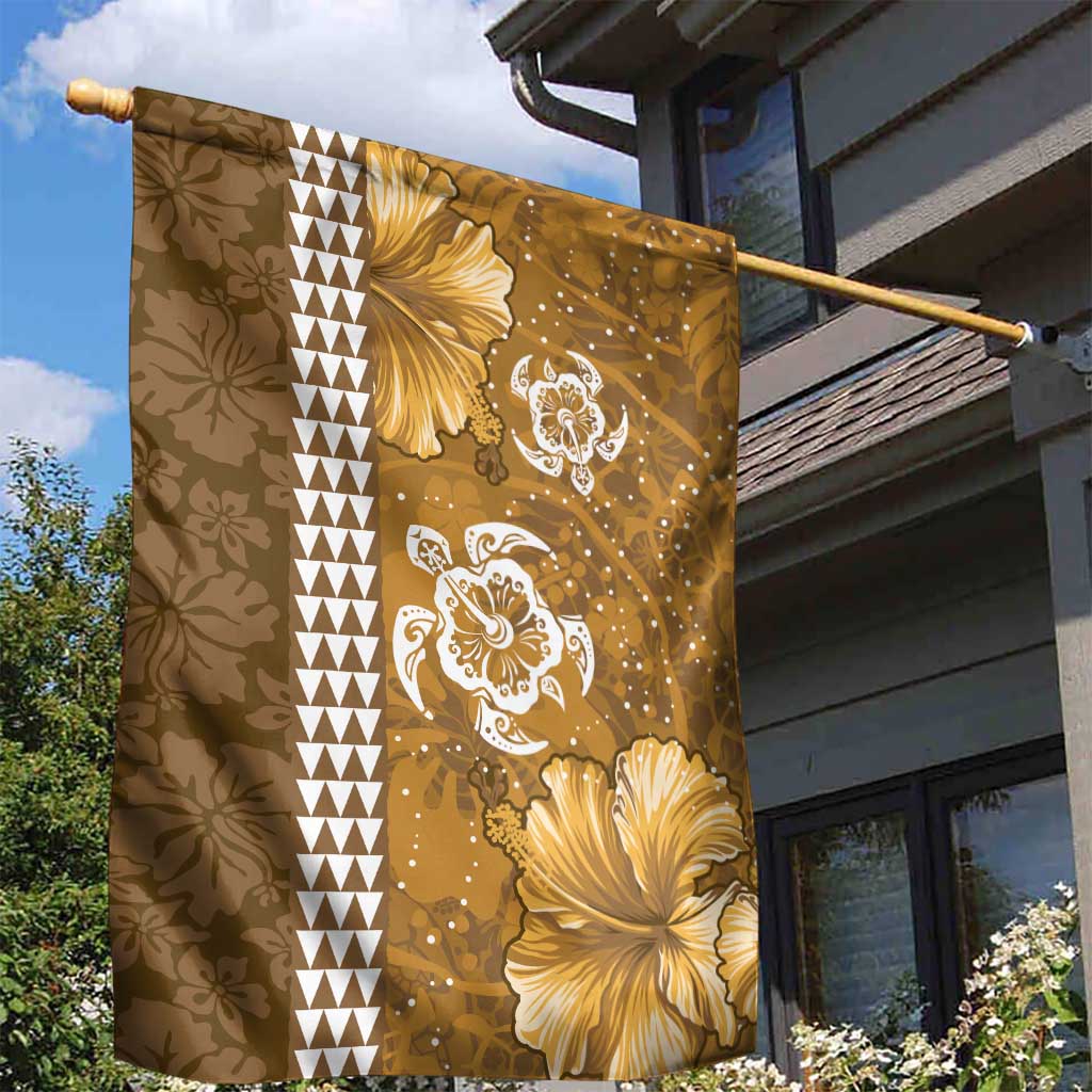 Gold Hibiscus Turle Garden Flag Hawaiian Style Tribal Tapa Pattern LT9 - Polynesian Pride