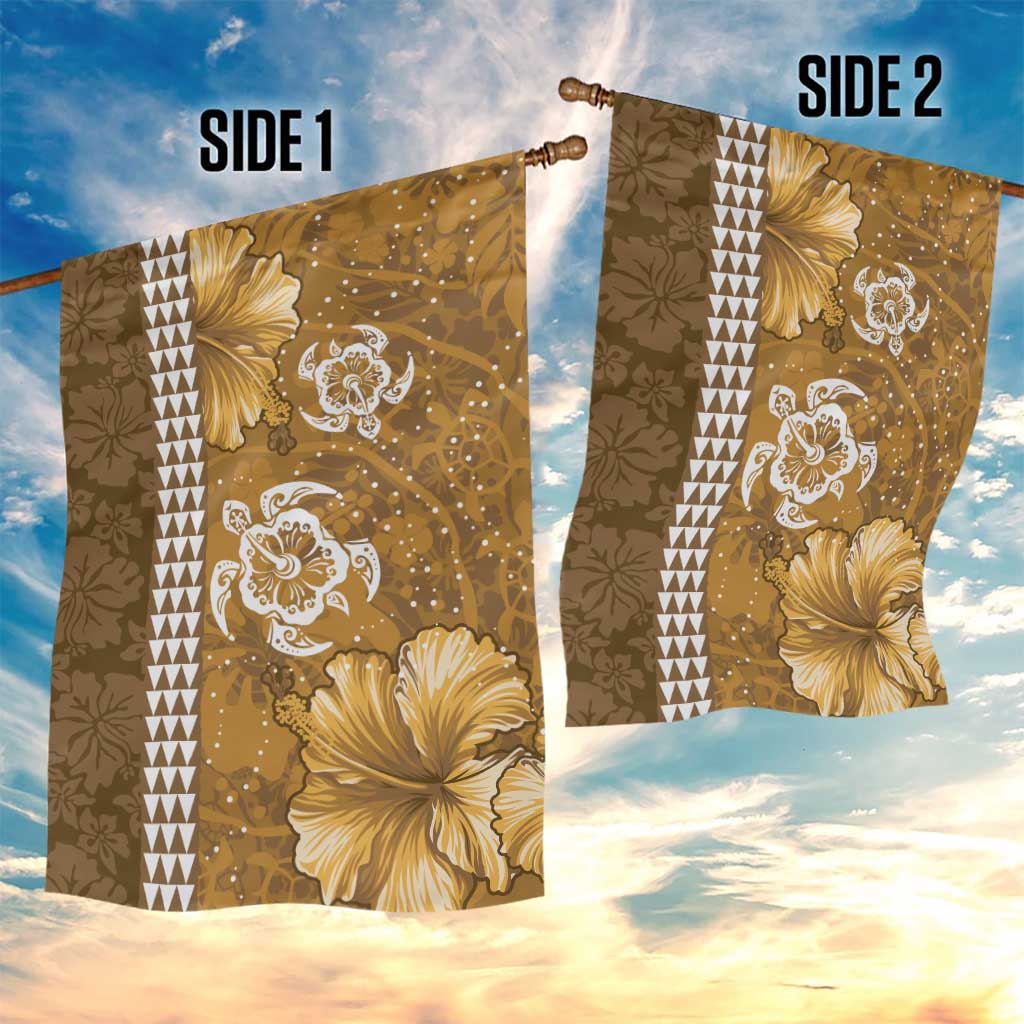 Gold Hibiscus Turle Garden Flag Hawaiian Style Tribal Tapa Pattern LT9 - Polynesian Pride