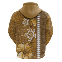 Gold Hibiscus Turle Hoodie Hawaiian Style Tribal Tapa Pattern LT9 - Polynesian Pride