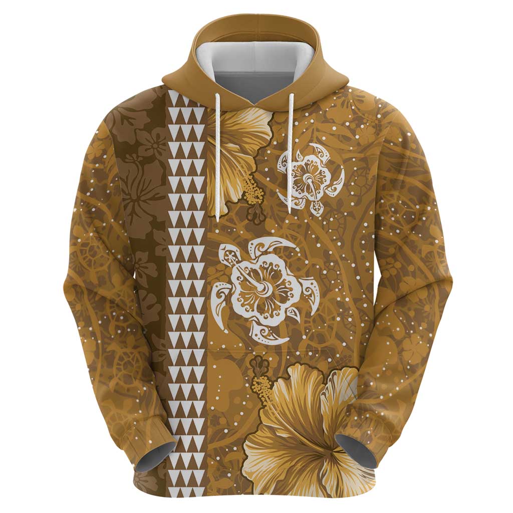 Gold Hibiscus Turle Hoodie Hawaiian Style Tribal Tapa Pattern LT9 - Polynesian Pride