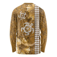 Gold Hibiscus Turle Long Sleeve Shirt Hawaiian Style Tribal Tapa Pattern LT9 - Polynesian Pride