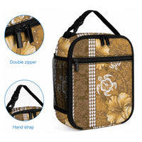 Gold Hibiscus Turtle Lunch Bag Hawaiian Style Tribal Tapa Pattern LT9 - Polynesian Pride