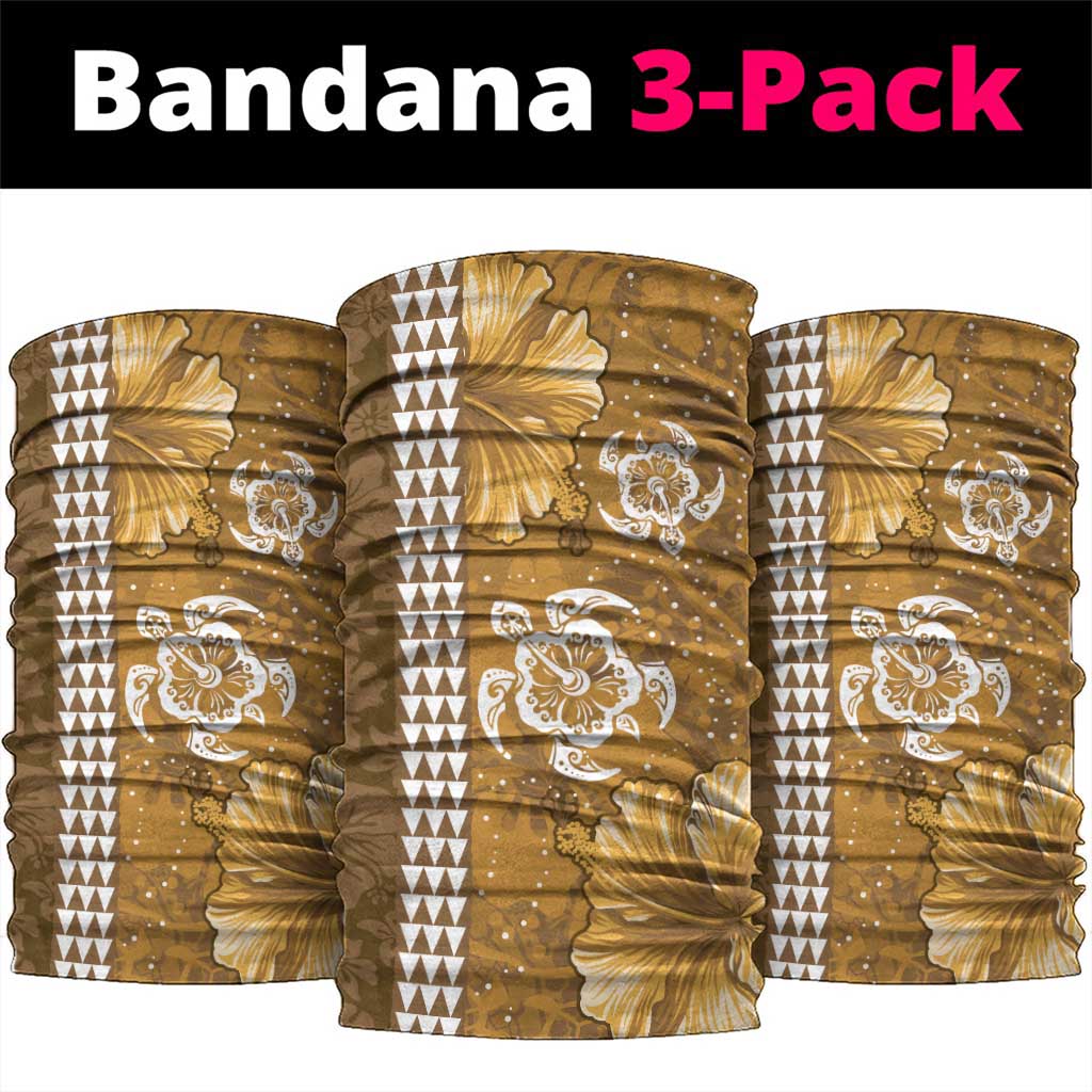 Gold Hibiscus Turle Neck Gaiter Hawaiian Style Tribal Tapa Pattern LT9 package One Size: 25*50cm Gold - Polynesian Pride