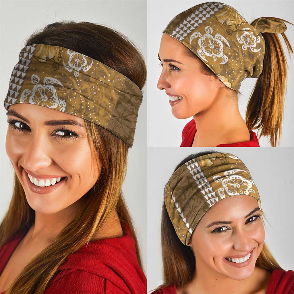 Gold Hibiscus Turle Neck Gaiter Hawaiian Style Tribal Tapa Pattern LT9 - Polynesian Pride