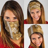 Gold Hibiscus Turle Neck Gaiter Hawaiian Style Tribal Tapa Pattern LT9 - Polynesian Pride