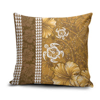 Gold Hibiscus Turle Pillow Cover Hawaiian Style Tribal Tapa Pattern LT9 Gold - Polynesian Pride