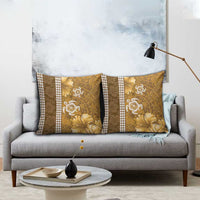 Gold Hibiscus Turle Pillow Cover Hawaiian Style Tribal Tapa Pattern LT9 - Polynesian Pride