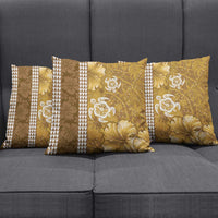 Gold Hibiscus Turle Pillow Cover Hawaiian Style Tribal Tapa Pattern LT9 - Polynesian Pride