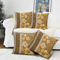 Gold Hibiscus Turle Pillow Cover Hawaiian Style Tribal Tapa Pattern LT9 - Polynesian Pride