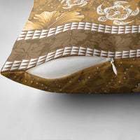 Gold Hibiscus Turle Pillow Cover Hawaiian Style Tribal Tapa Pattern LT9 - Polynesian Pride