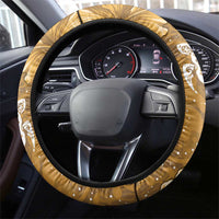 Gold Hibiscus Turle Steering Wheel Cover Hawaiian Style Tribal Tapa Pattern LT9 - Polynesian Pride