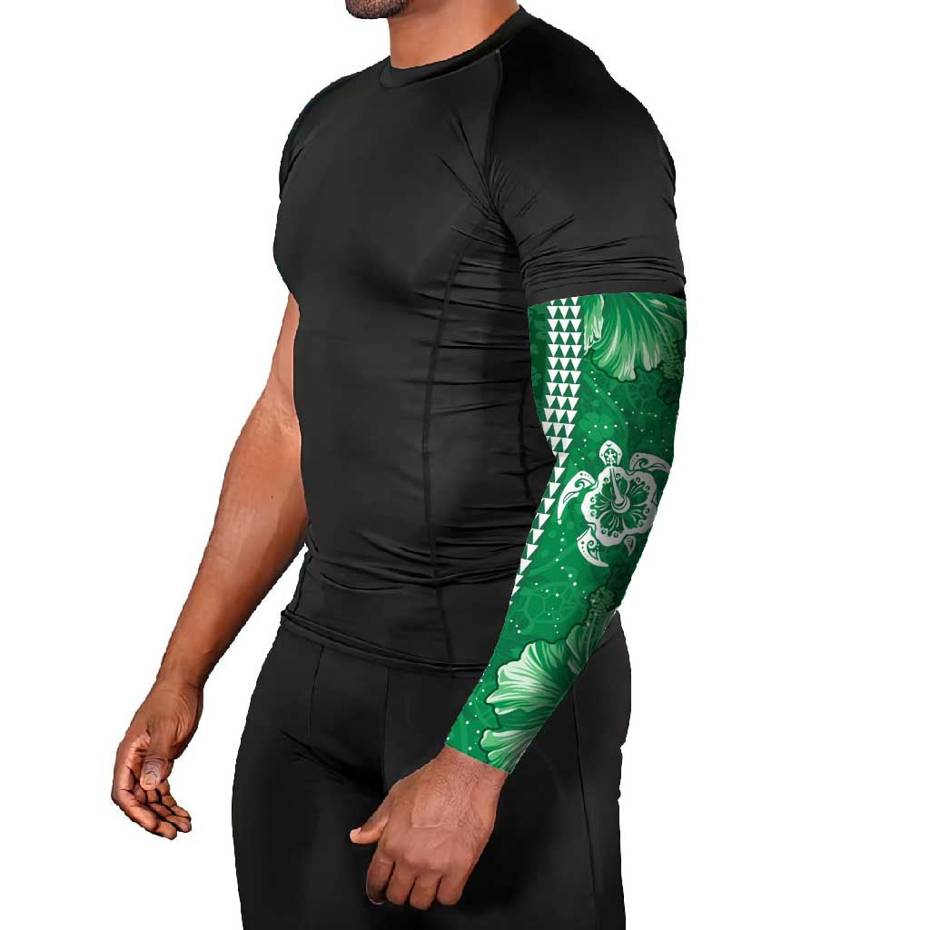 Green Hibiscus Turle Arm Sleeves Hawaiian Style Tribal Tapa Pattern LT9 - Polynesian Pride