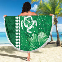 Green Hibiscus Turle Beach Blanket Hawaiian Style Tribal Tapa Pattern LT9 - Polynesian Pride