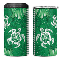 Green Hibiscus Turle 4 in 1 Can Cooler Tumbler Hawaiian Style Tribal Tapa Pattern LT9 One Size: 16 oz Green - Polynesian Pride