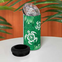 Green Hibiscus Turle 4 in 1 Can Cooler Tumbler Hawaiian Style Tribal Tapa Pattern LT9 - Polynesian Pride