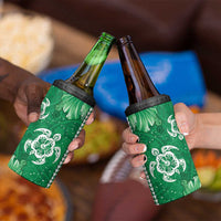 Green Hibiscus Turle 4 in 1 Can Cooler Tumbler Hawaiian Style Tribal Tapa Pattern LT9 - Polynesian Pride