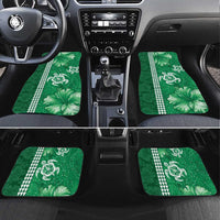 Green Hibiscus Turle Car Mats Hawaiian Style Tribal Tapa Pattern LT9 Set 4pcs Green - Polynesian Pride
