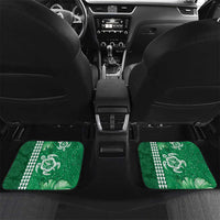 Green Hibiscus Turle Car Mats Hawaiian Style Tribal Tapa Pattern LT9 Set 2pcs - Back Green - Polynesian Pride