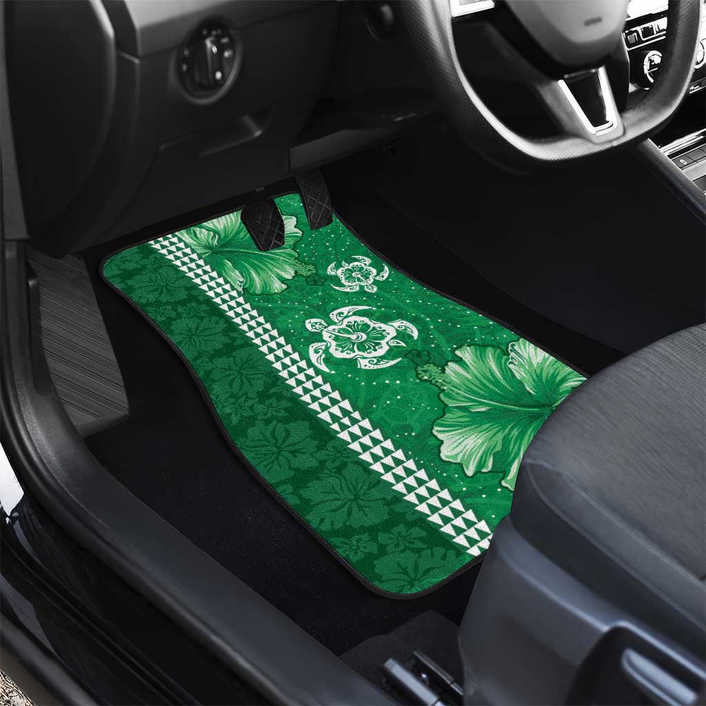 Green Hibiscus Turle Car Mats Hawaiian Style Tribal Tapa Pattern LT9 - Polynesian Pride