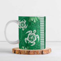 Green Hibiscus Turle Ceramic Mug Hawaiian Style Tribal Tapa Pattern LT9 Green - Polynesian Pride