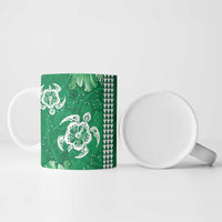 Green Hibiscus Turle Ceramic Mug Hawaiian Style Tribal Tapa Pattern LT9 - Polynesian Pride