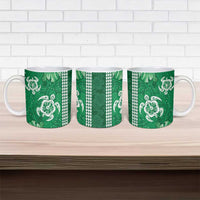 Green Hibiscus Turle Ceramic Mug Hawaiian Style Tribal Tapa Pattern LT9 - Polynesian Pride