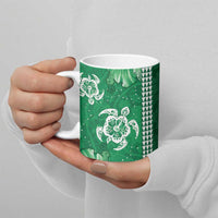 Green Hibiscus Turle Ceramic Mug Hawaiian Style Tribal Tapa Pattern LT9 - Polynesian Pride