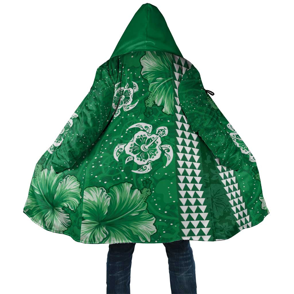 Green Hibiscus Turle Cloak Hawaiian Style Tribal Tapa Pattern LT9 Unisex Green - Polynesian Pride