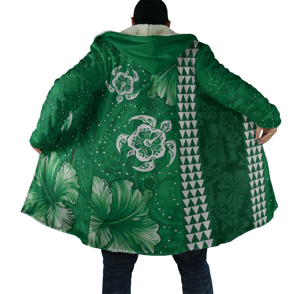 Green Hibiscus Turle Cloak Hawaiian Style Tribal Tapa Pattern LT9 - Polynesian Pride