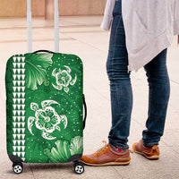 Green Hibiscus Turle Luggage Cover Hawaiian Style Tribal Tapa Pattern LT9 Green - Polynesian Pride