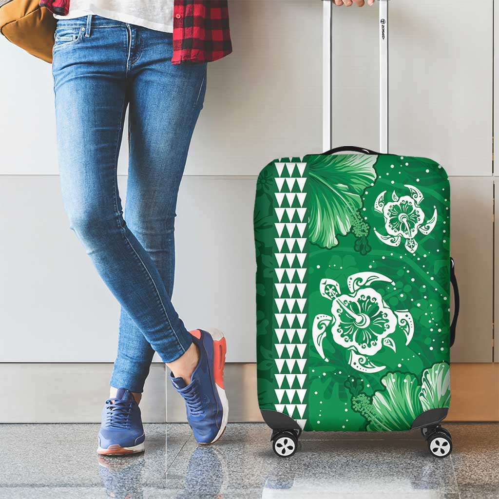 Green Hibiscus Turle Luggage Cover Hawaiian Style Tribal Tapa Pattern LT9 - Polynesian Pride