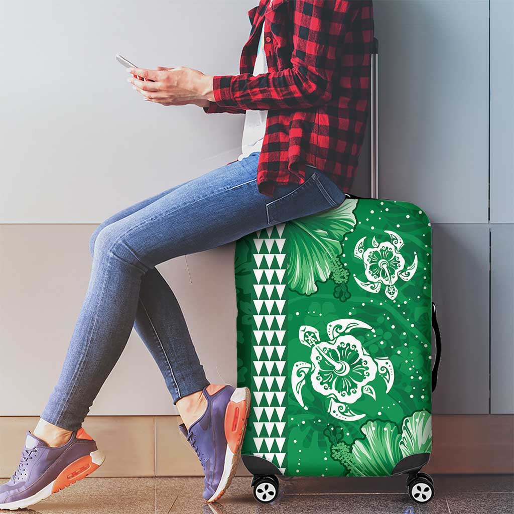 Green Hibiscus Turle Luggage Cover Hawaiian Style Tribal Tapa Pattern LT9 - Polynesian Pride