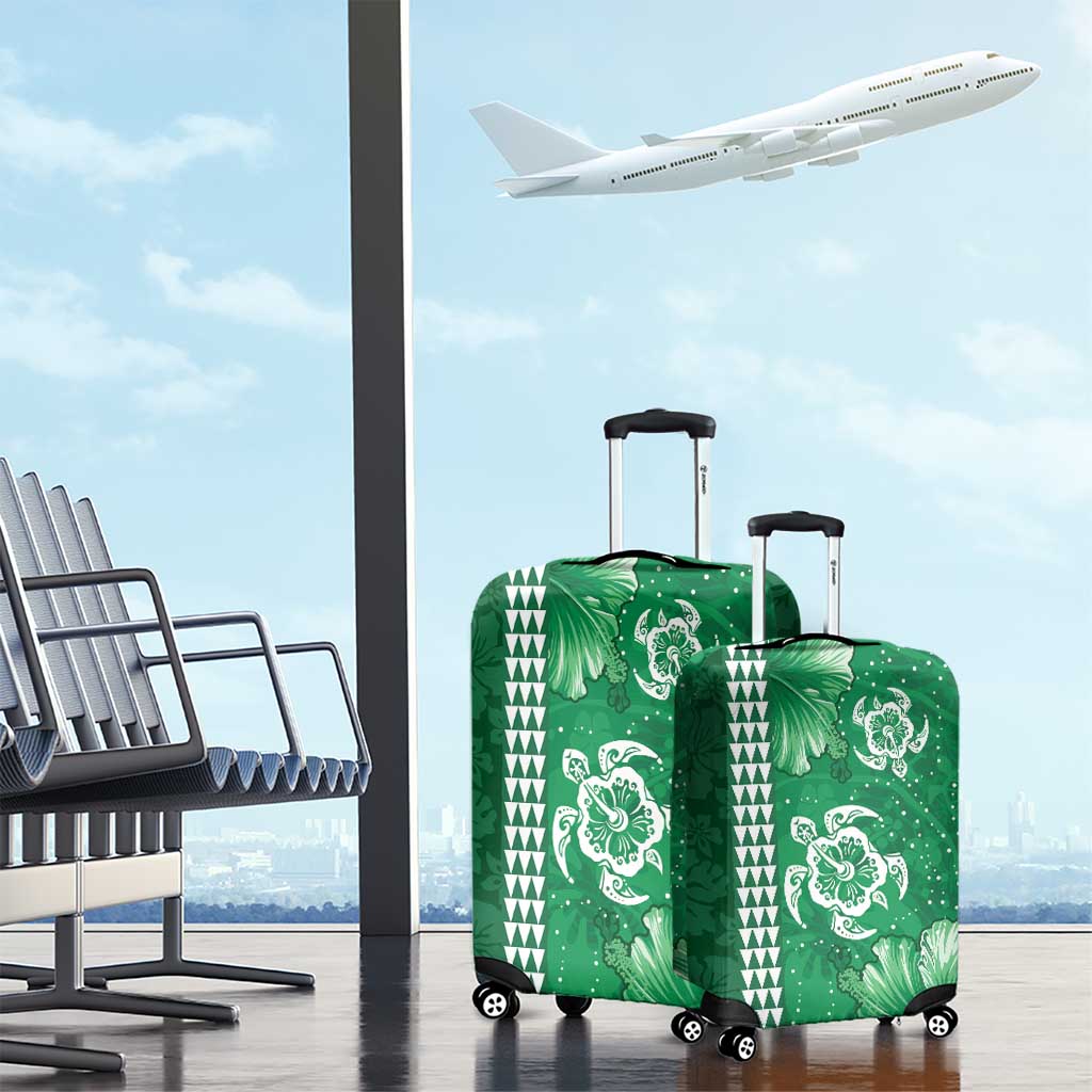 Green Hibiscus Turle Luggage Cover Hawaiian Style Tribal Tapa Pattern LT9 - Polynesian Pride