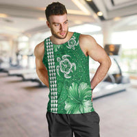 Green Hibiscus Turle Men Tank Top Hawaiian Style Tribal Tapa Pattern LT9 Green - Polynesian Pride