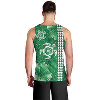 Green Hibiscus Turle Men Tank Top Hawaiian Style Tribal Tapa Pattern LT9 - Polynesian Pride