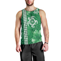 Green Hibiscus Turle Men Tank Top Hawaiian Style Tribal Tapa Pattern LT9 - Polynesian Pride