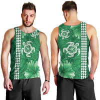 Green Hibiscus Turle Men Tank Top Hawaiian Style Tribal Tapa Pattern LT9 - Polynesian Pride