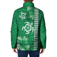 Green Hibiscus Turle Padded Jacket Hawaiian Style Tribal Tapa Pattern LT9 - Polynesian Pride