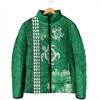 Green Hibiscus Turle Padded Jacket Hawaiian Style Tribal Tapa Pattern LT9 - Polynesian Pride