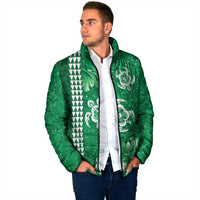 Green Hibiscus Turle Padded Jacket Hawaiian Style Tribal Tapa Pattern LT9 - Polynesian Pride