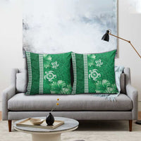 Green Hibiscus Turle Pillow Cover Hawaiian Style Tribal Tapa Pattern LT9 - Polynesian Pride