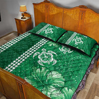 Green Hibiscus Turle Quilt Bed Set Hawaiian Style Tribal Tapa Pattern LT9 - Polynesian Pride