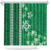Green Hibiscus Turle Shower Curtain Hawaiian Style Tribal Tapa Pattern LT9 Green - Polynesian Pride