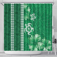Green Hibiscus Turle Shower Curtain Hawaiian Style Tribal Tapa Pattern LT9 - Polynesian Pride