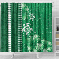Green Hibiscus Turle Shower Curtain Hawaiian Style Tribal Tapa Pattern LT9 - Polynesian Pride