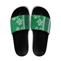 Green Hibiscus Turle Slide Sandals Hawaiian Style Tribal Tapa Pattern LT9 Green - Polynesian Pride