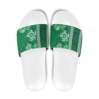Green Hibiscus Turle Slide Sandals Hawaiian Style Tribal Tapa Pattern LT9 Green - Polynesian Pride